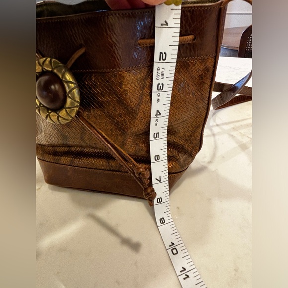 Vintage Susan Gail leather/reptile brown bucket bag Made in Italy - Picture 9 of 10